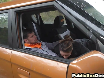 Learner driver in public fellatio session